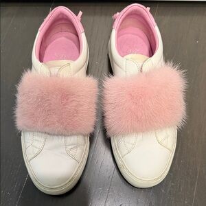 Givenchy Pink and White Fur Accent Sneakers